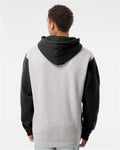 Independent Trading Co. IND4000 Heavyweight Hooded Sweatshirt - Grey Heather/ Black - model back