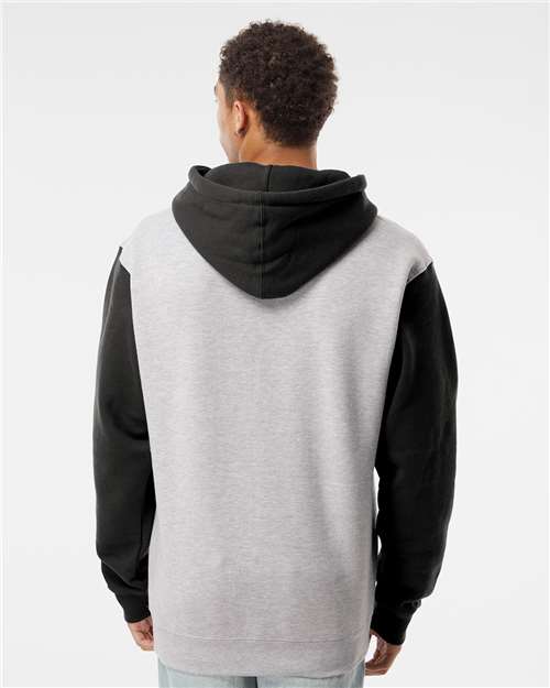 Independent Trading Co. IND4000 Heavyweight Hooded Sweatshirt - Grey Heather/ Black - model back