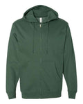 Independent Trading Co. SS4500Z Midweight Full-Zip Hooded Sweatshirt - Alpine Green - flat front