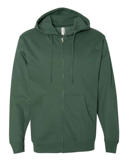 Independent Trading Co. SS4500Z Midweight Full-Zip Hooded Sweatshirt - Alpine Green - flat front
