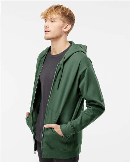 Independent Trading Co. SS4500Z Midweight Full-Zip Hooded Sweatshirt - Alpine Green - model side