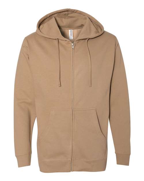 Independent Trading Co. SS4500Z Midweight Full-Zip Hooded Sweatshirt - Sandstone - flat front
