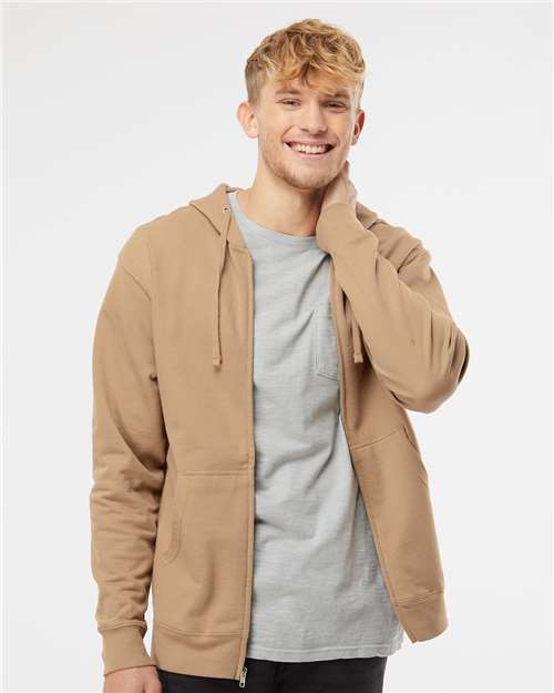 Independent Trading Co. SS4500Z Midweight Full-Zip Hooded Sweatshirt - Sandstone - model front