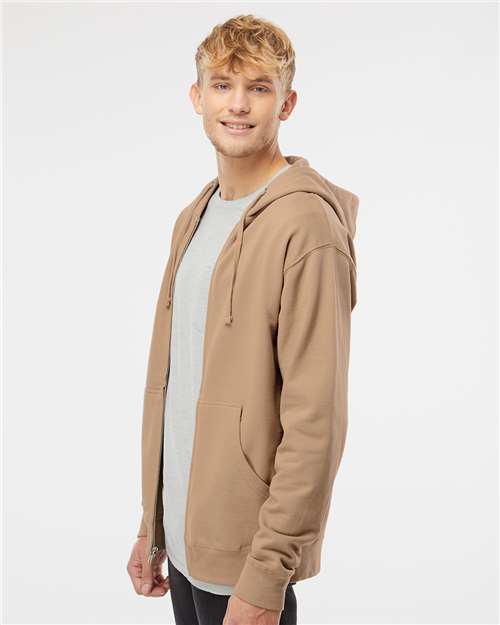 Independent Trading Co. SS4500Z Midweight Full-Zip Hooded Sweatshirt - Sandstone - model side
