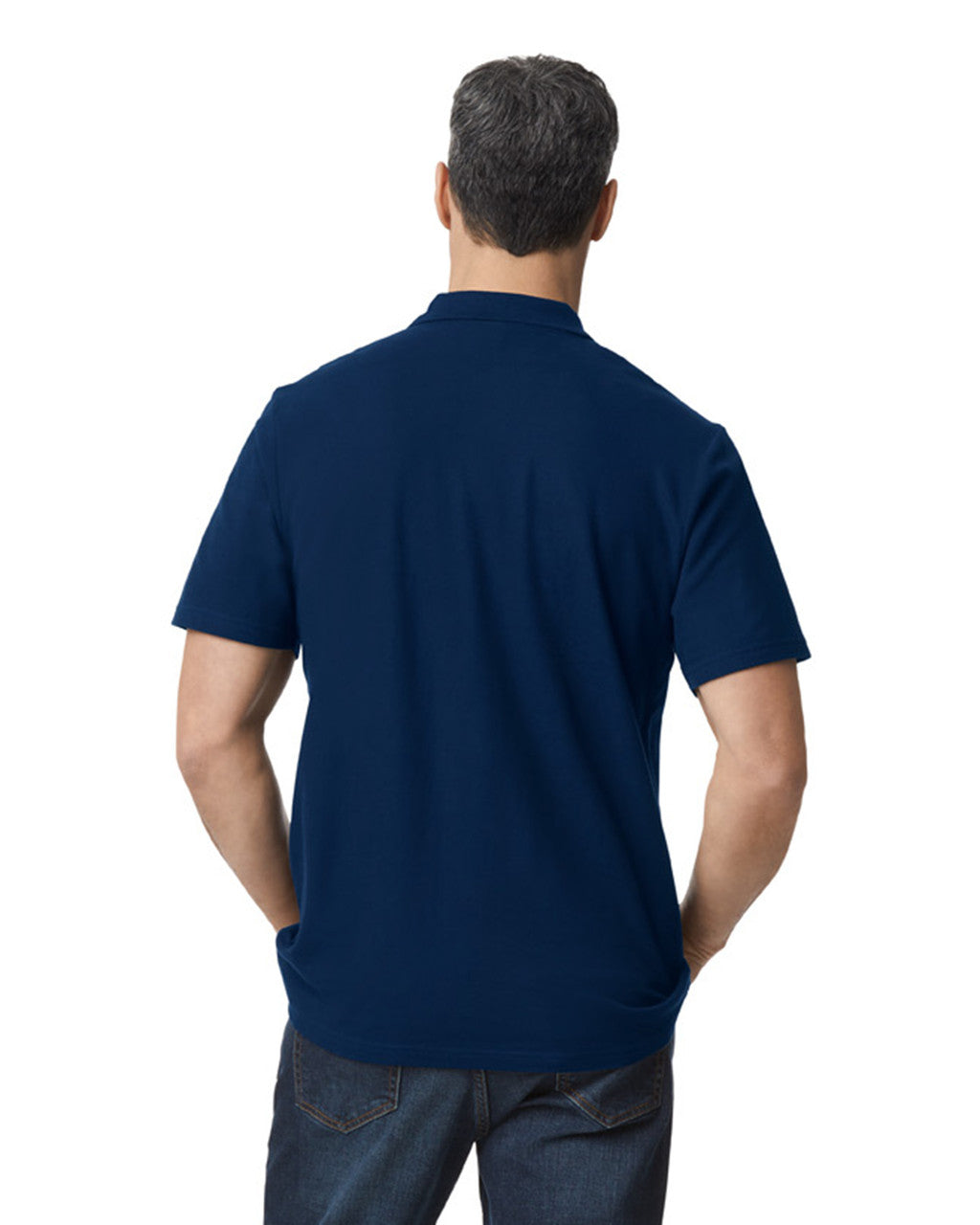 Gildan G648 Softstyle Pique Polo - Navy - model back