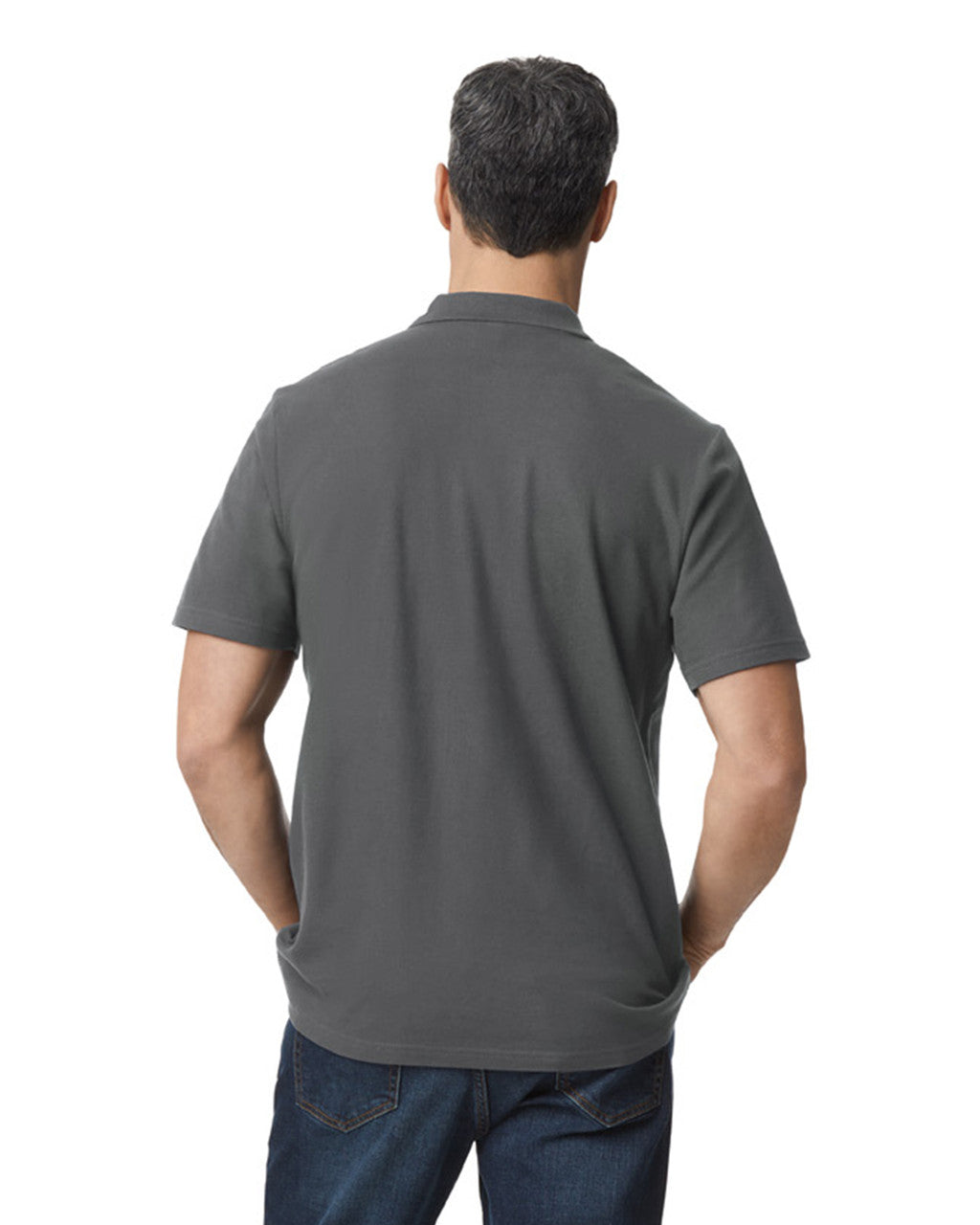 Gildan G648 Softstyle Pique Polo - Charcoal - model back