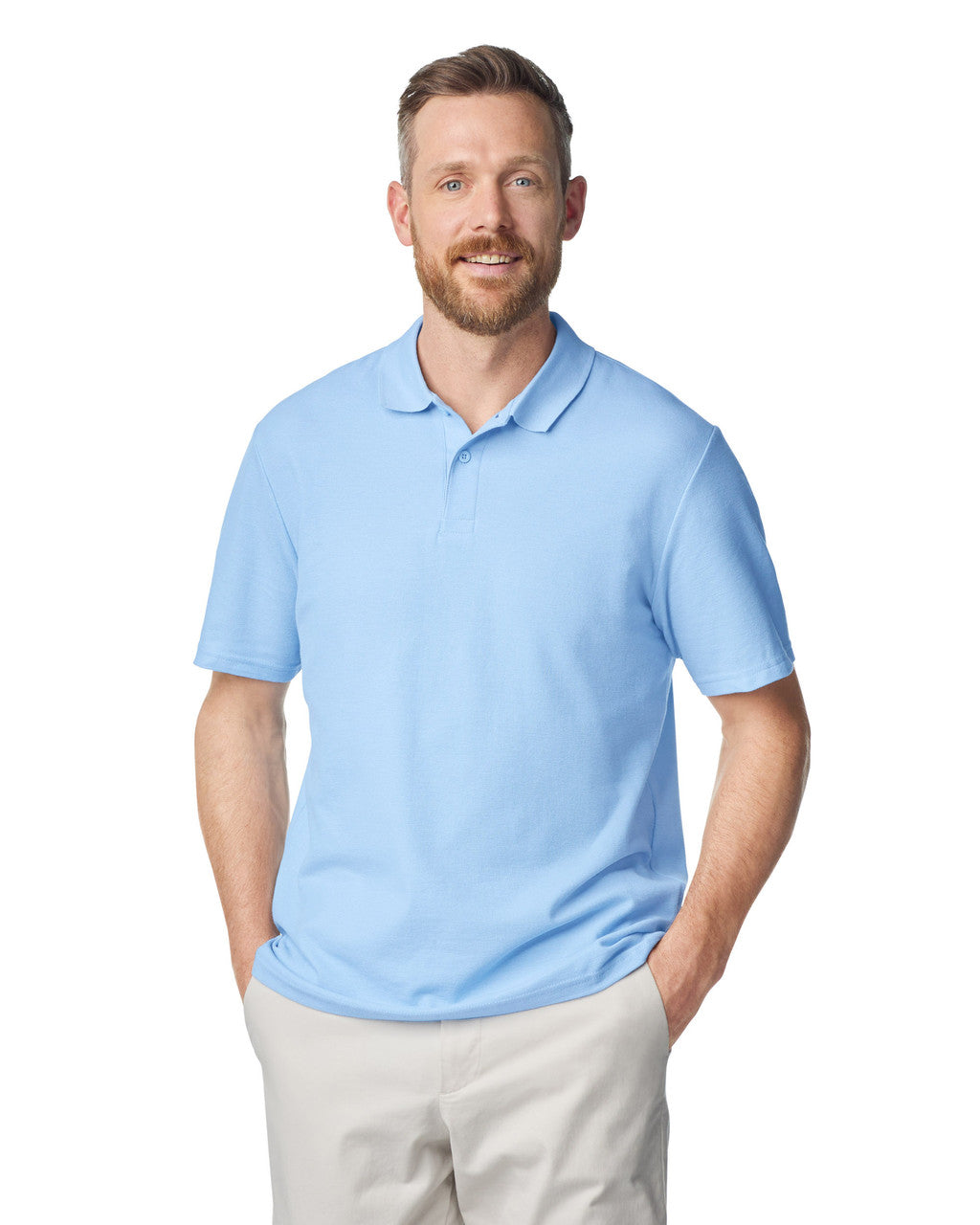 Gildan G648 Softstyle Pique Polo - Light Blue - model front