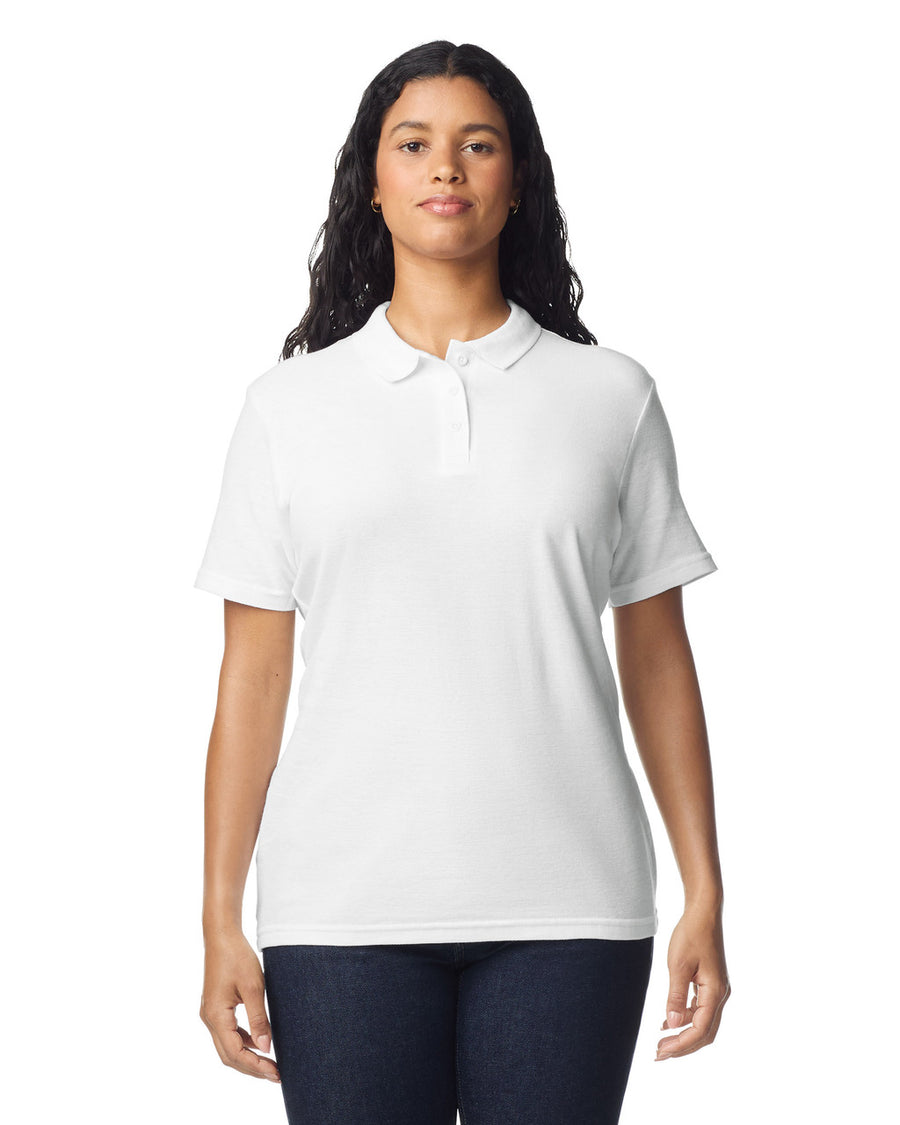 Gildan 64800L Women's Softstyle Pique Polo - White - model front