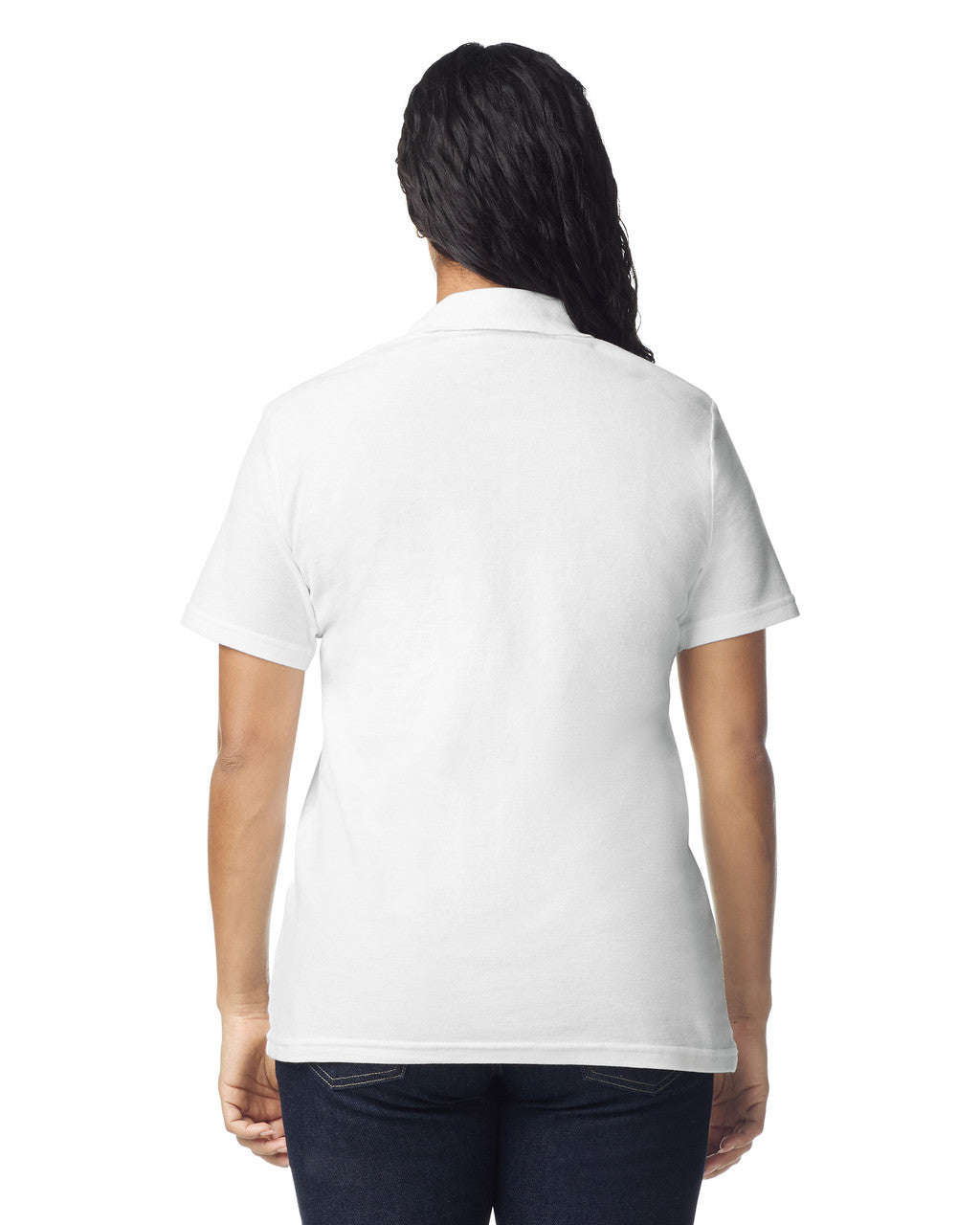 Gildan 64800L Women's Softstyle Pique Polo - White - model back