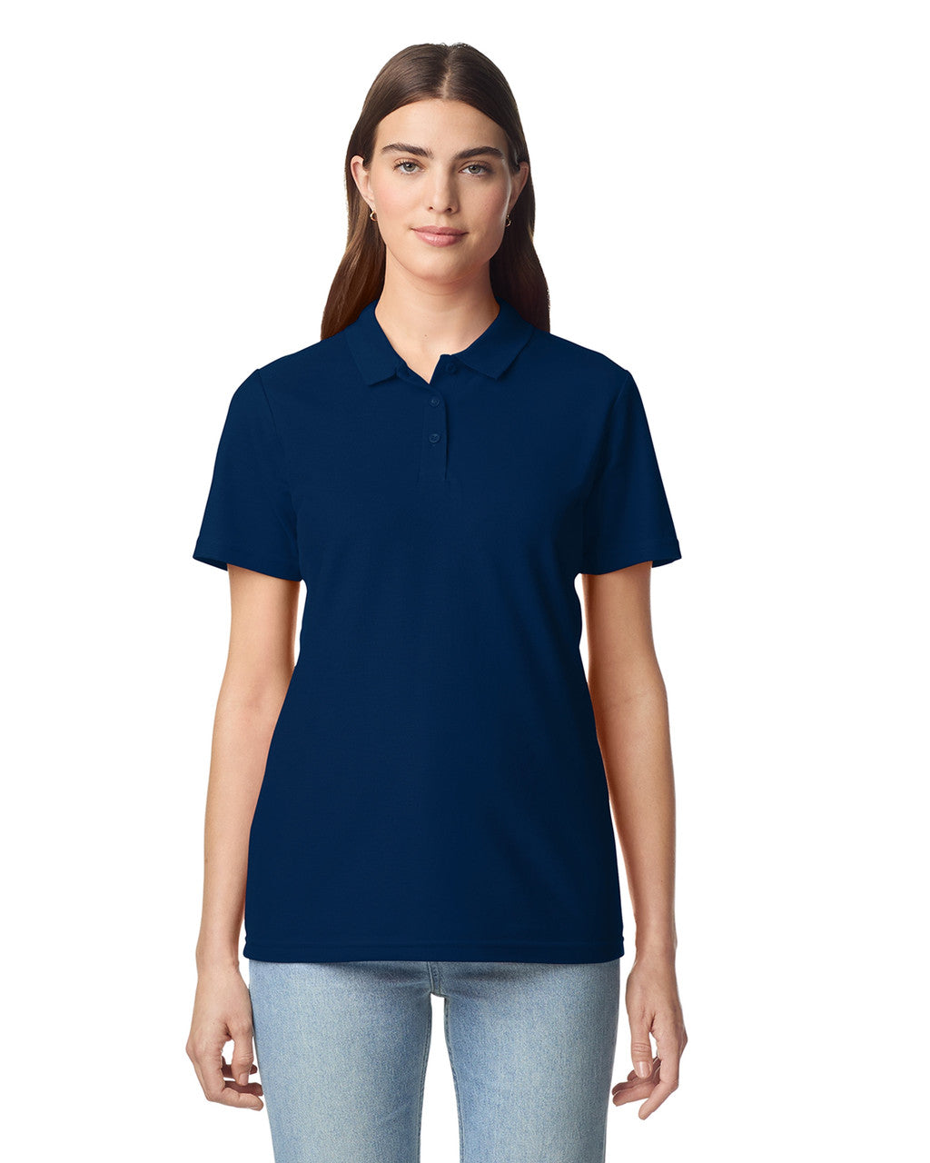 Gildan 64800L Women's Softstyle Pique Polo - Navy - model front