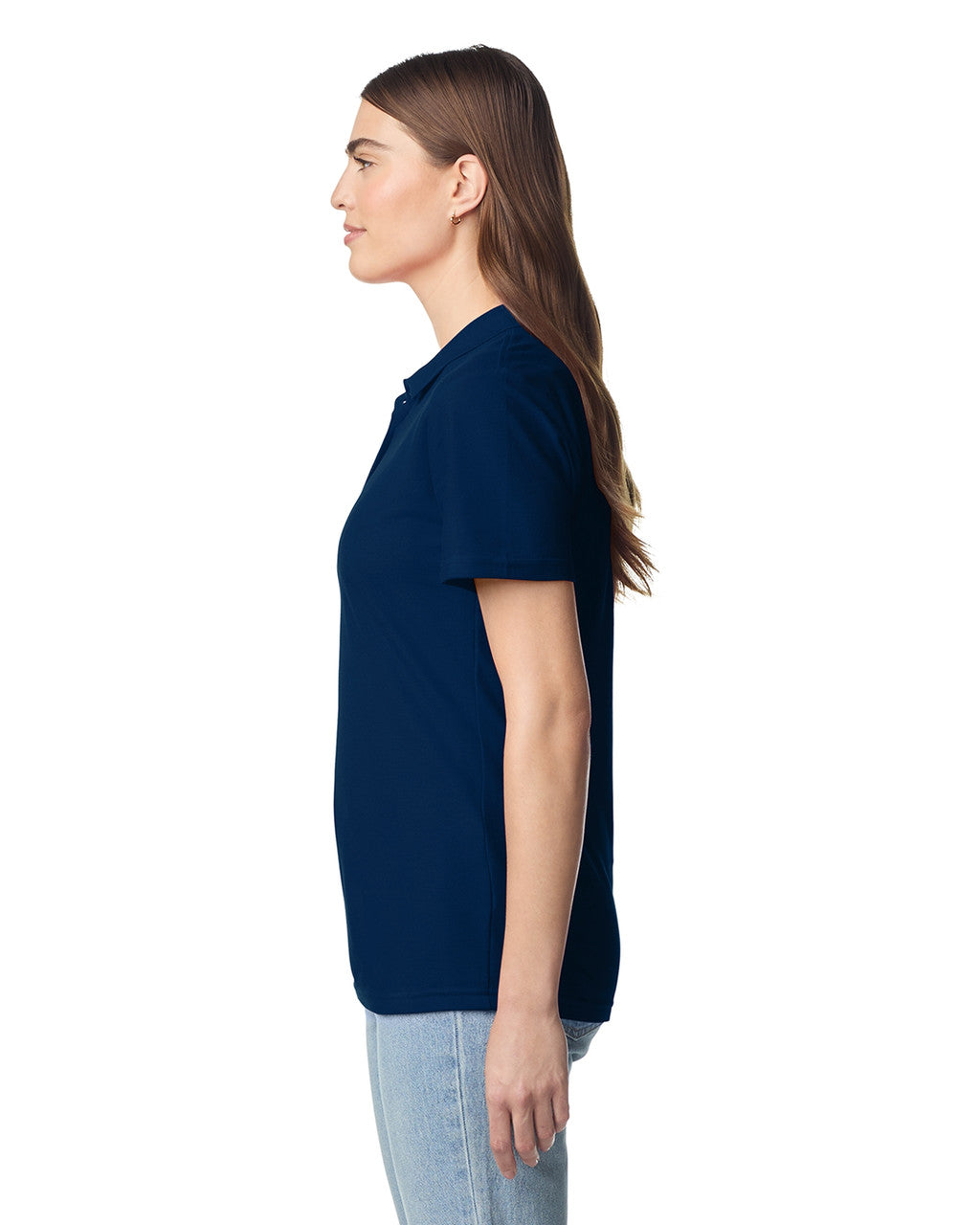 Gildan 64800L Women's Softstyle Pique Polo - Navy - model side