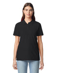 Gildan 64800L Women's Softstyle Pique Polo - Black - model front