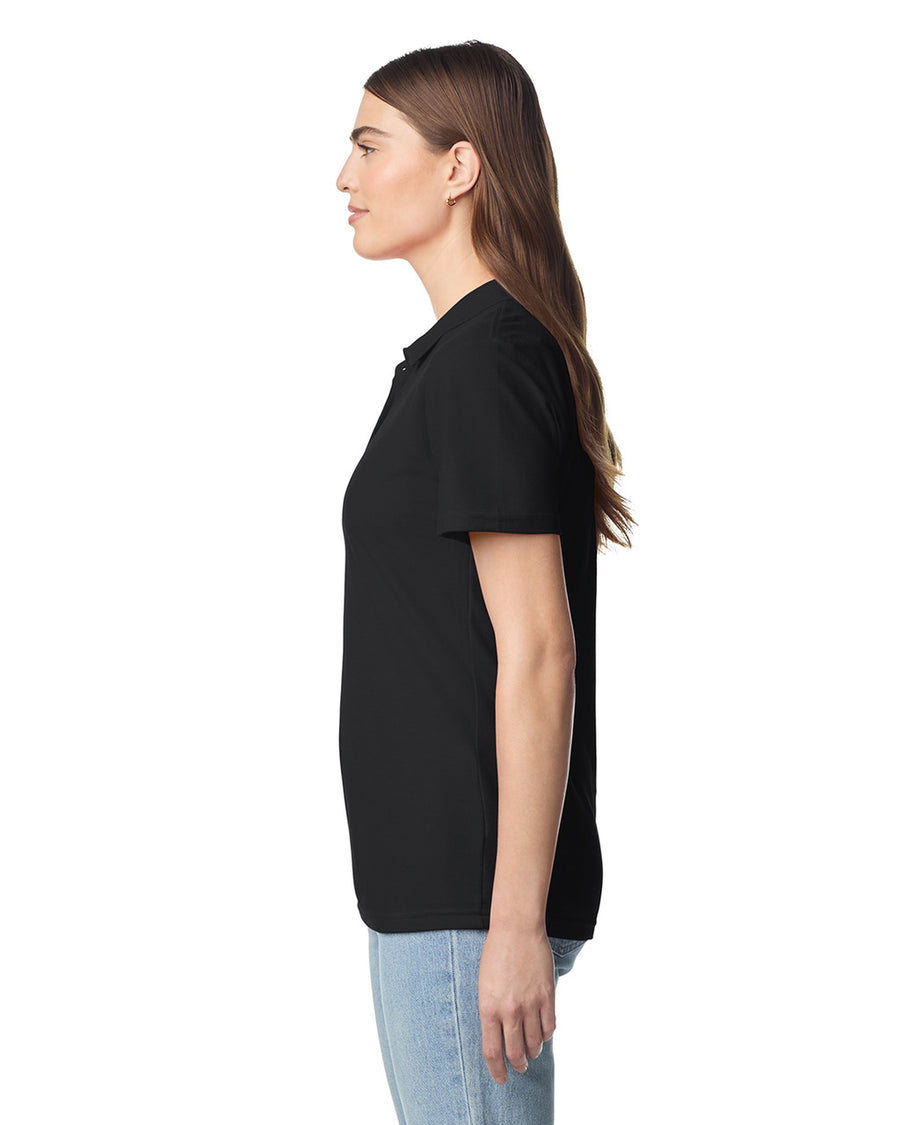 Gildan 64800L Women's Softstyle Pique Polo - Black - model side