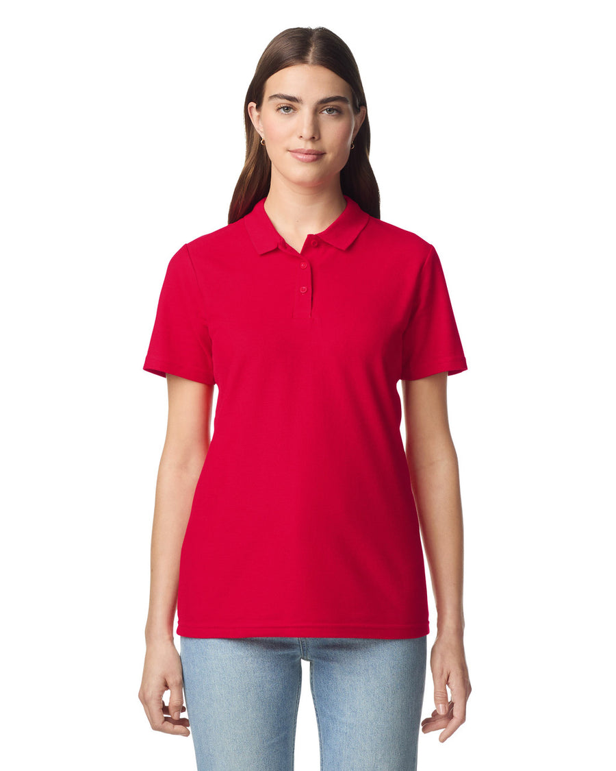 Gildan 64800L Women's Softstyle Pique Polo - Red - model front