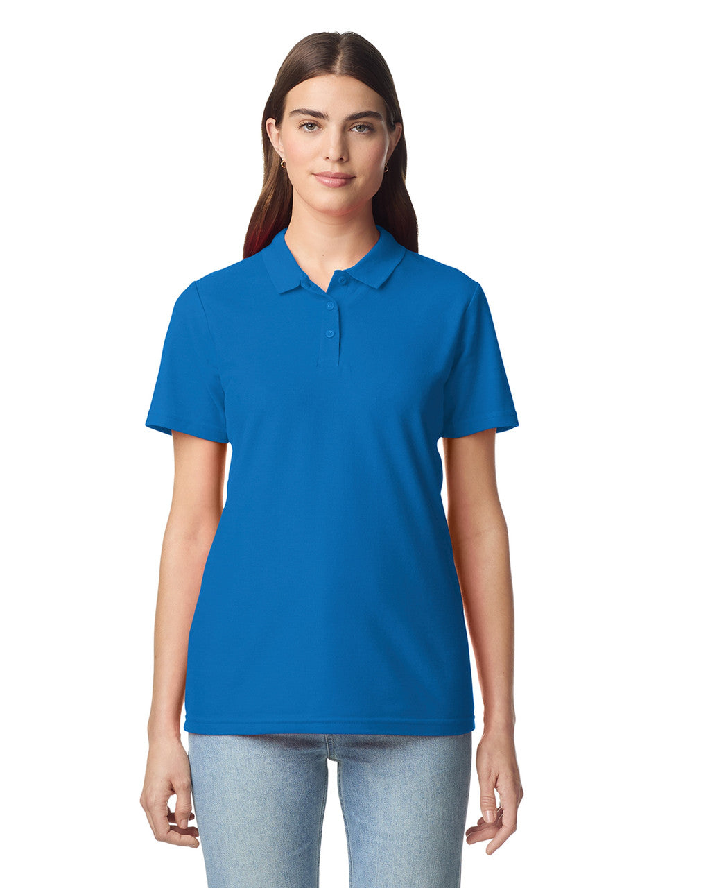 Gildan 64800L Women's Softstyle Pique Polo - Royal - model front