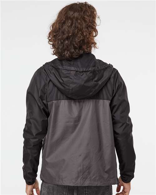 Independent Trading Co. EXP54LWZ Men's Lightweight Windbreaker Full-Zip Jacket - Black/ Graphite - model back