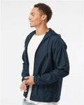 Independent Trading Co. EXP54LWZ Men's Lightweight Windbreaker Full-Zip Jacket - Classic Navy - model side