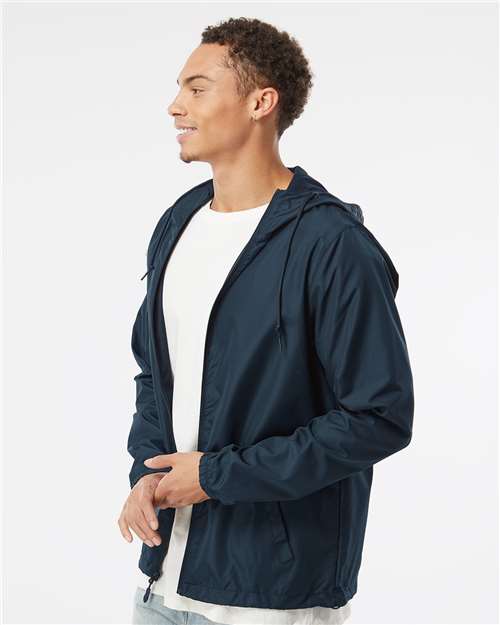 Independent Trading Co. EXP54LWZ Men's Lightweight Windbreaker Full-Zip Jacket - Classic Navy - model side