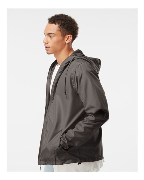 Independent Trading Co. EXP54LWZ Men's Lightweight Windbreaker Full-Zip Jacket - Graphite - model side
