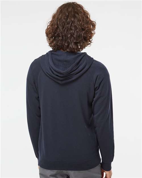 Independent Trading Co. PRM33SBZ Unisex Special Blend Raglan Full-Zip Hooded Sweatshirt - Classic Navy - model back