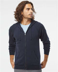 Independent Trading Co. PRM33SBZ Unisex Special Blend Raglan Full-Zip Hooded Sweatshirt - Classic Navy - model front