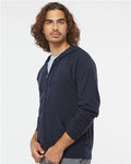 Independent Trading Co. PRM33SBZ Unisex Special Blend Raglan Full-Zip Hooded Sweatshirt - Classic Navy - model side
