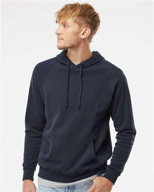Independent Trading Co. PRM33SBP Unisex Special Blend Raglan Hooded Sweatshirt - Classic Navy - model front