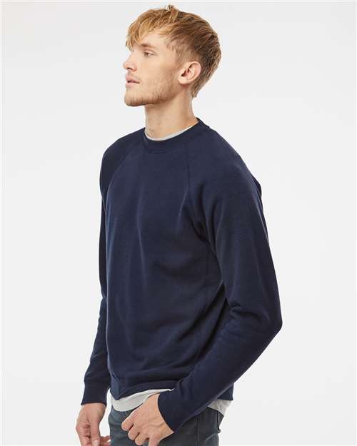Independent Trading Co. PRM30SBC Unisex Special Blend Raglan Crewneck Sweatshirt - Classic Navy - model side