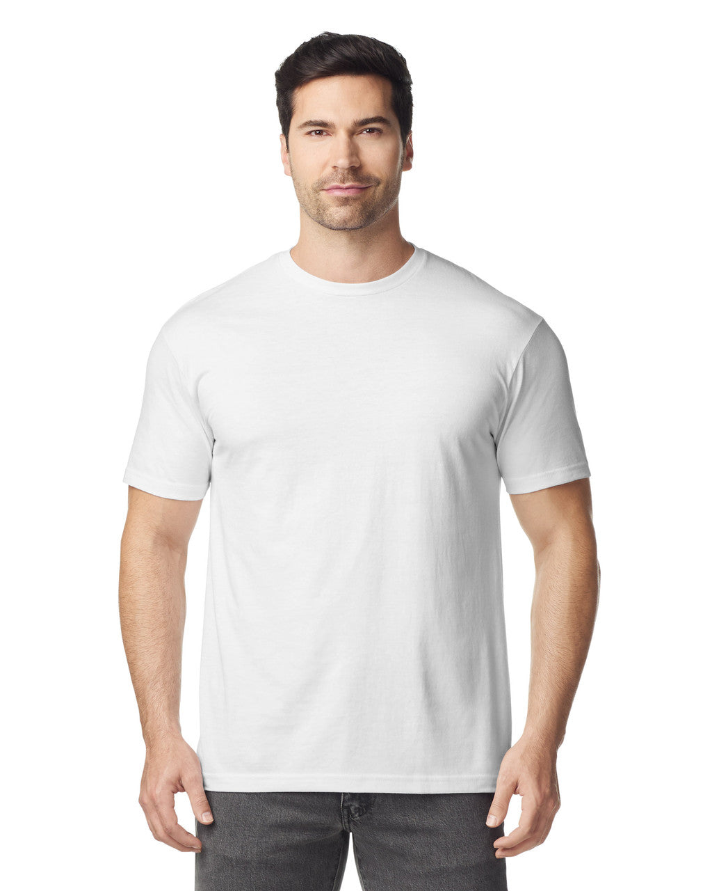 Gildan 64PLSMA Unisex Softstyle Plasma Print T-Shirt - White - model front