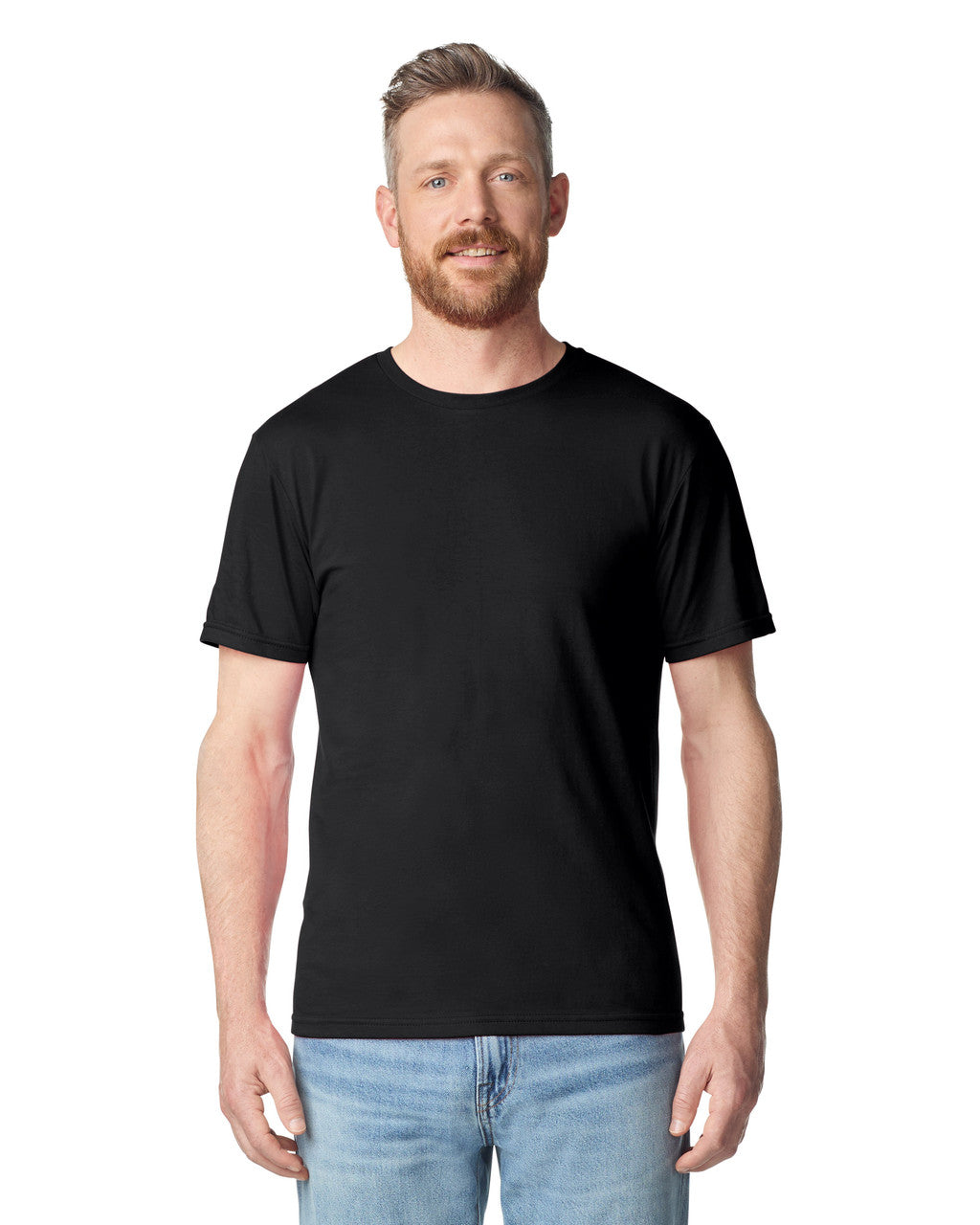 Gildan 64PLSMA Unisex Softstyle Plasma Print T-Shirt - Black - model front