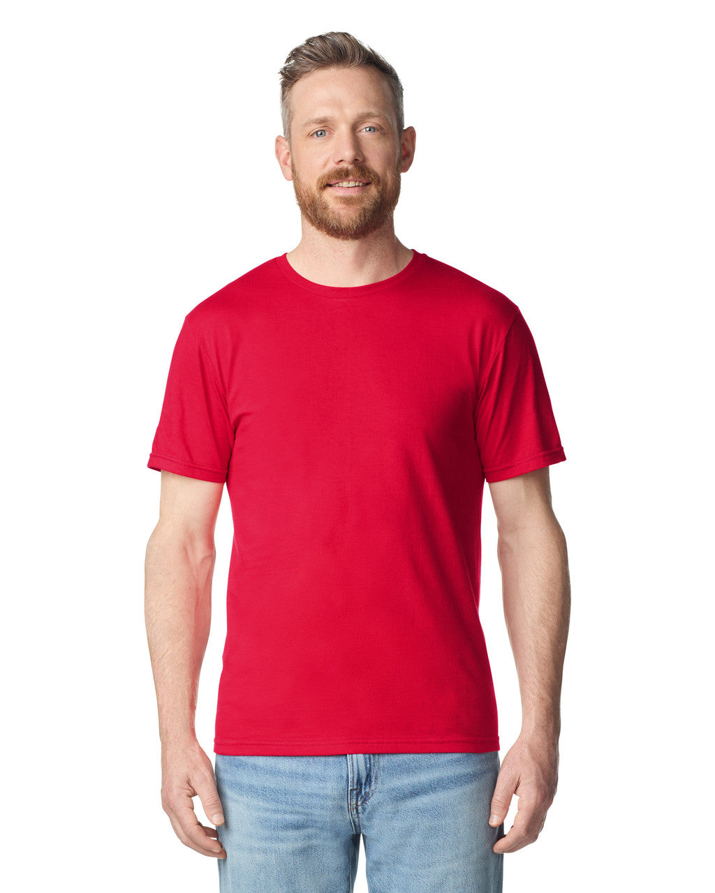Gildan 64PLSMA Unisex Softstyle Plasma Print T-Shirt - Red - model front