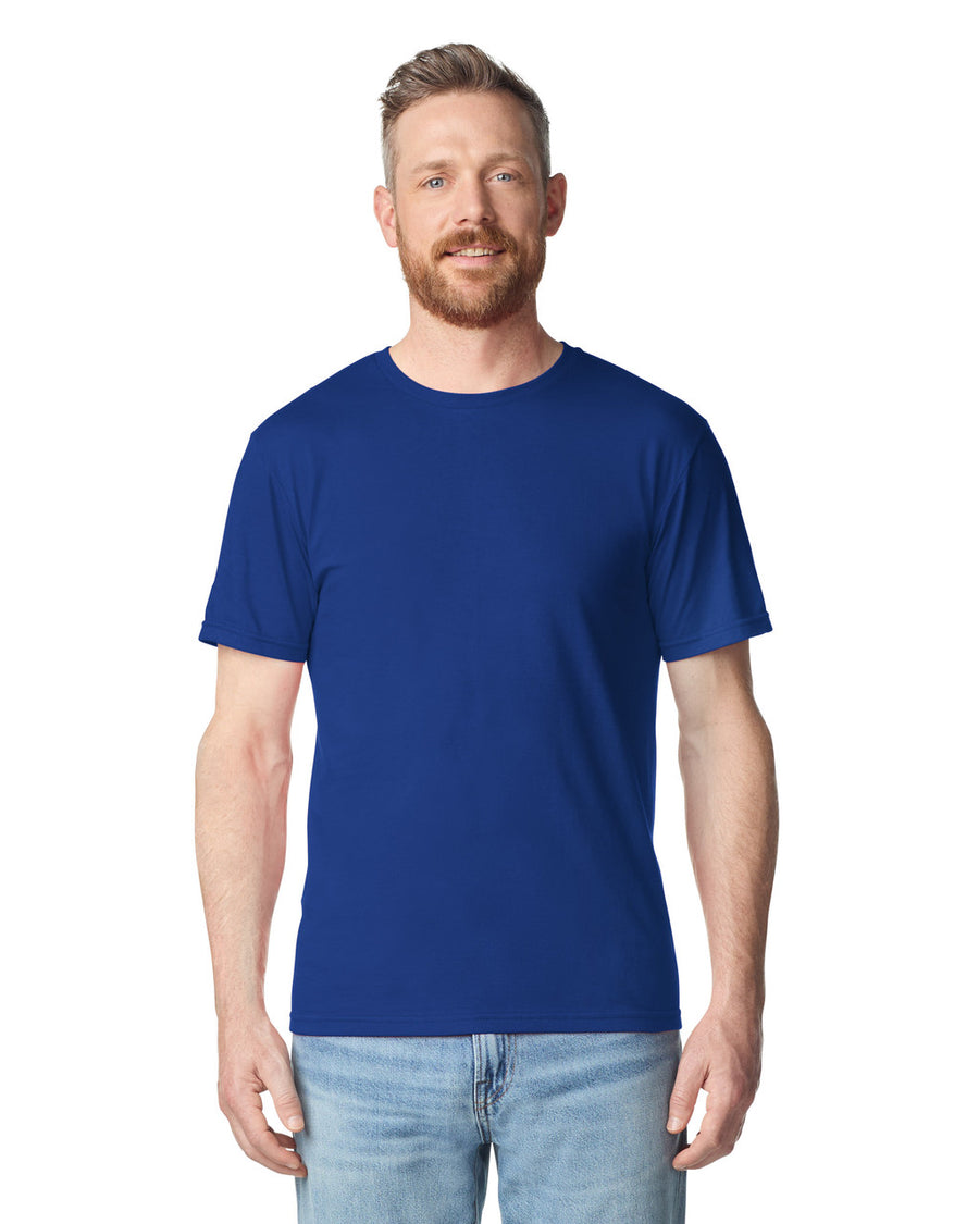 Gildan 64PLSMA Unisex Softstyle Plasma Print T-Shirt - Fan Deep Royal - model front