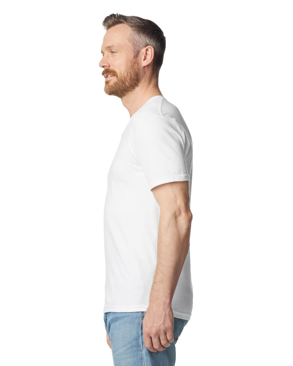 Gildan G64V Softstyle V-Neck T-Shirt - White - model side