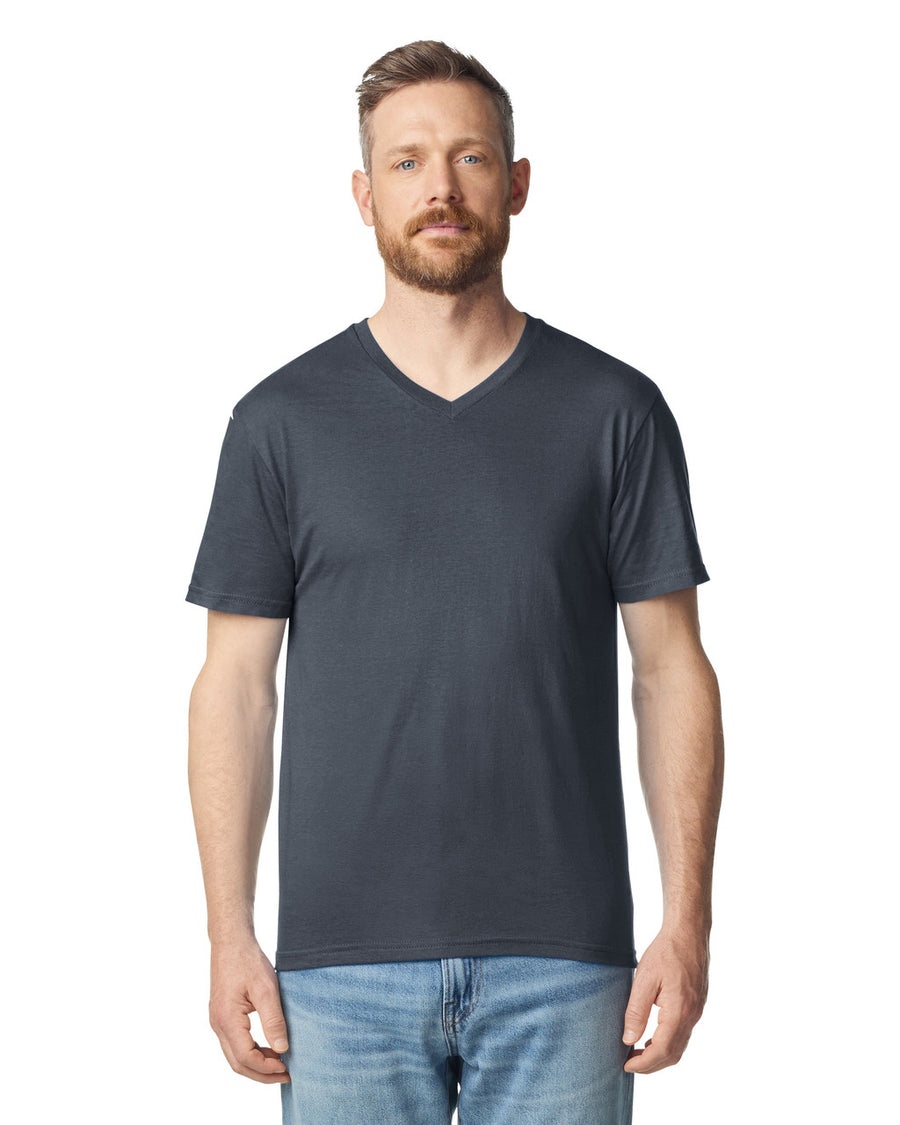 Gildan G64V Softstyle V-Neck T-Shirt - Dark Heather - model front
