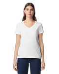 Gildan 64V00L Women's Softstyle V-Neck T-Shirt - White - model front
