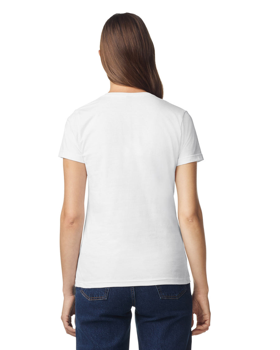 Gildan 64V00L Women's Softstyle V-Neck T-Shirt - White - model back