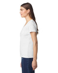 Gildan 64V00L Women's Softstyle V-Neck T-Shirt - White - model side