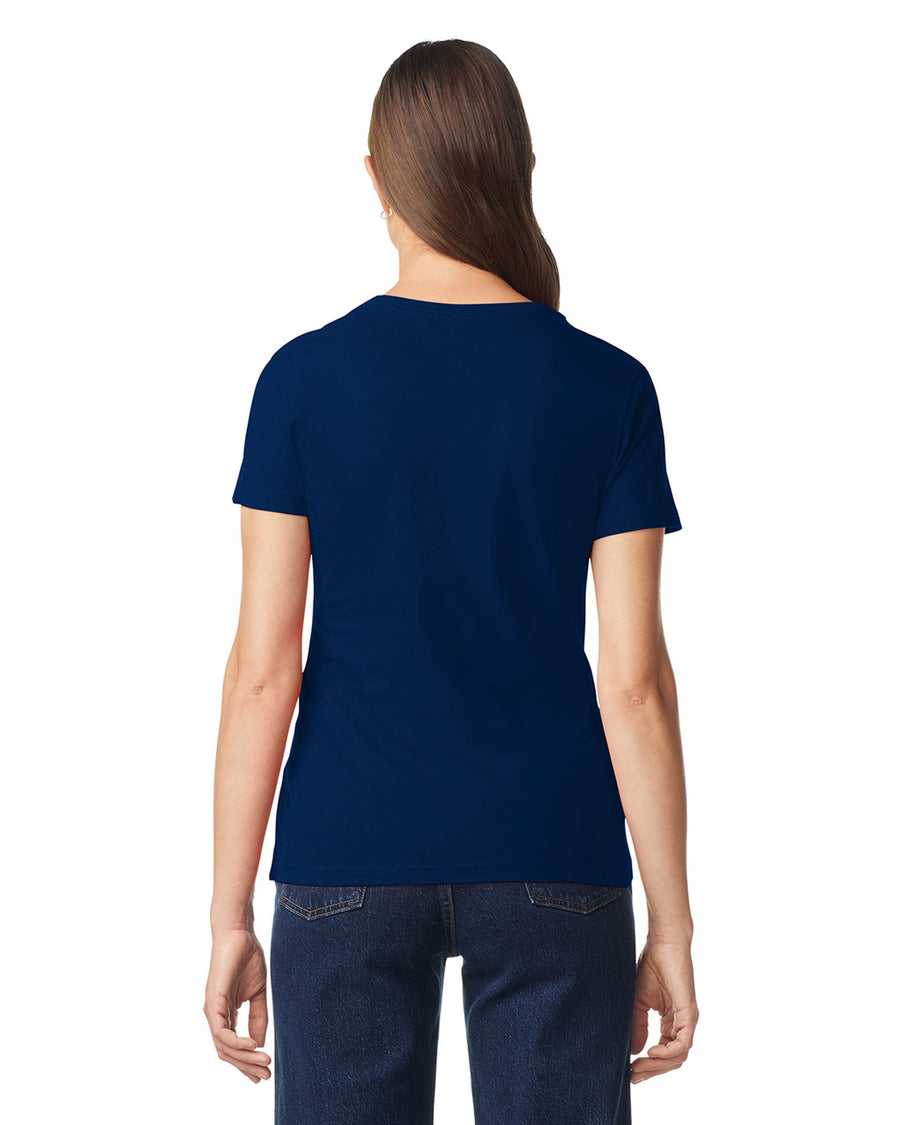 Gildan 64V00L Women's Softstyle V-Neck T-Shirt - Navy - model back