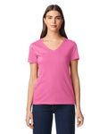 Gildan 64V00L Women's Softstyle V-Neck T-Shirt - Azalea - model front