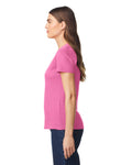 Gildan 64V00L Women's Softstyle V-Neck T-Shirt - Azalea - model side