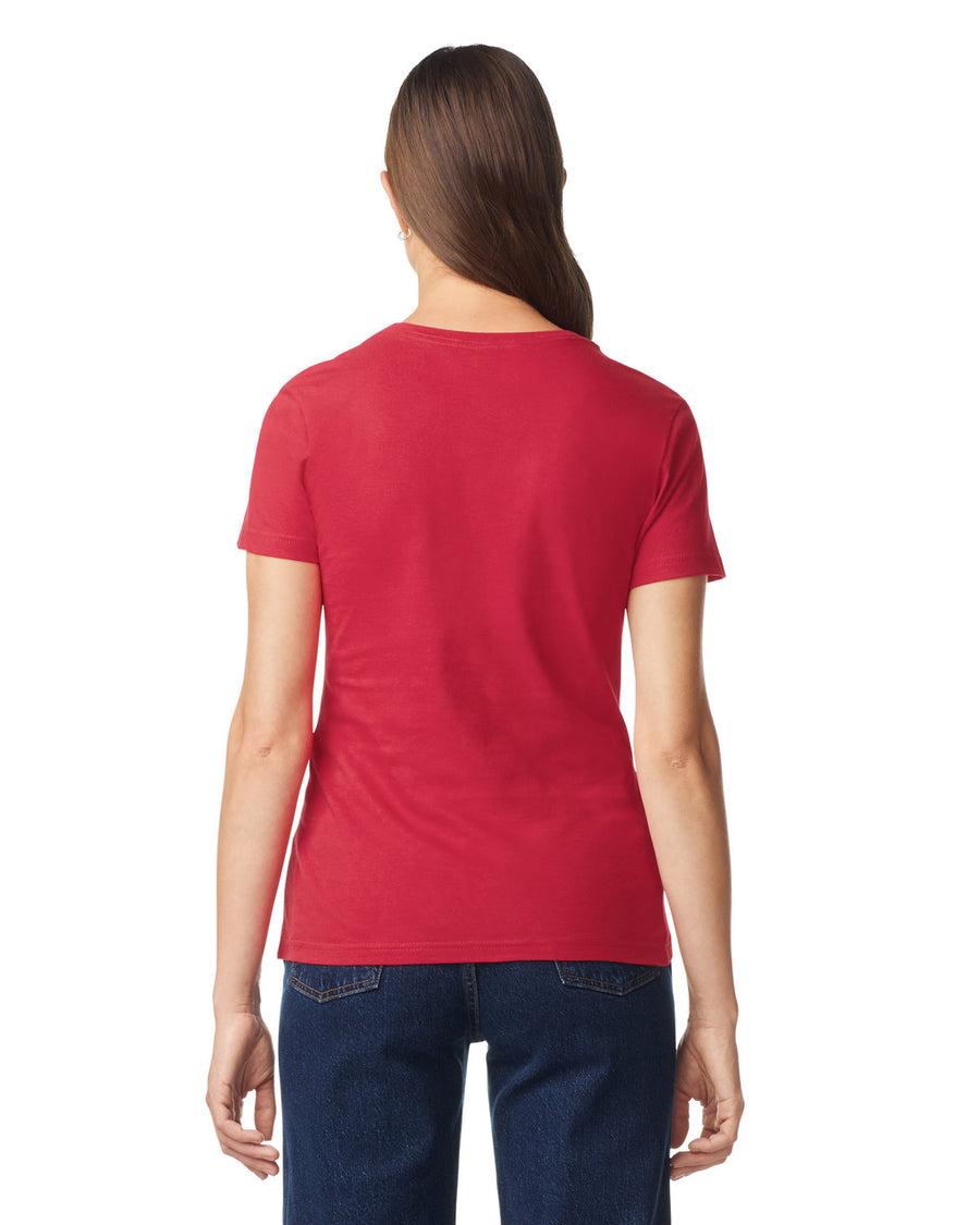 Gildan 64V00L Women's Softstyle V-Neck T-Shirt - Cherry Red - model back