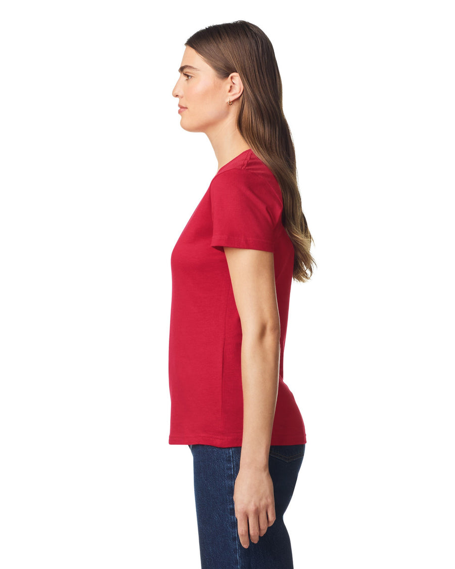Gildan 64V00L Women's Softstyle V-Neck T-Shirt - Cherry Red - model side