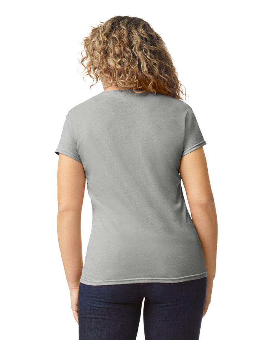 Gildan 64V00L Women's Softstyle V-Neck T-Shirt - Sport Grey - model back