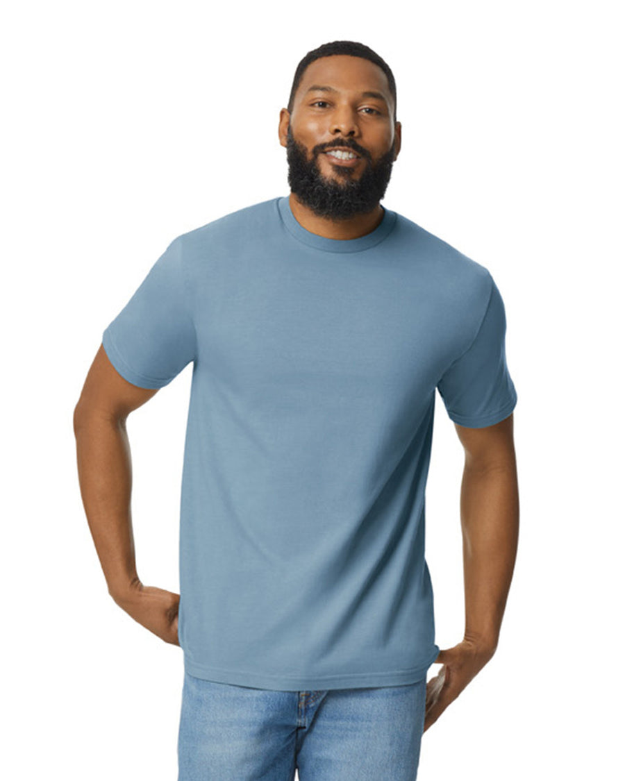 Gildan 65000 Unisex Softstyle Midweight T-Shirt - Stone Blue - model front