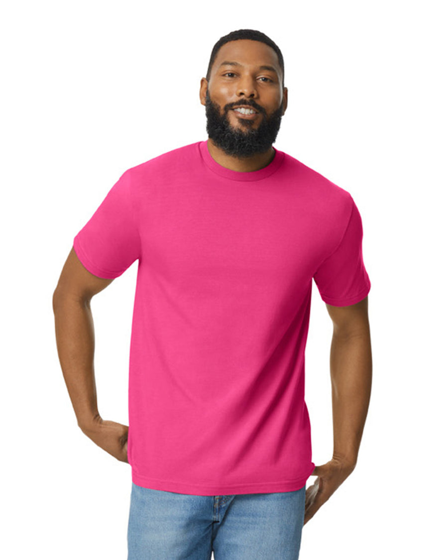 Gildan 65000 Unisex Softstyle Midweight T-Shirt - Heliconia - model front