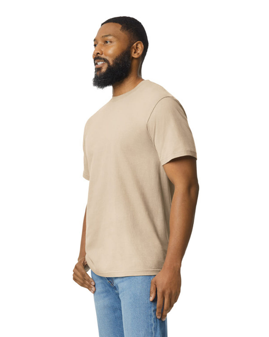 Gildan 65000 Unisex Softstyle Midweight T-Shirt - Sand - model side