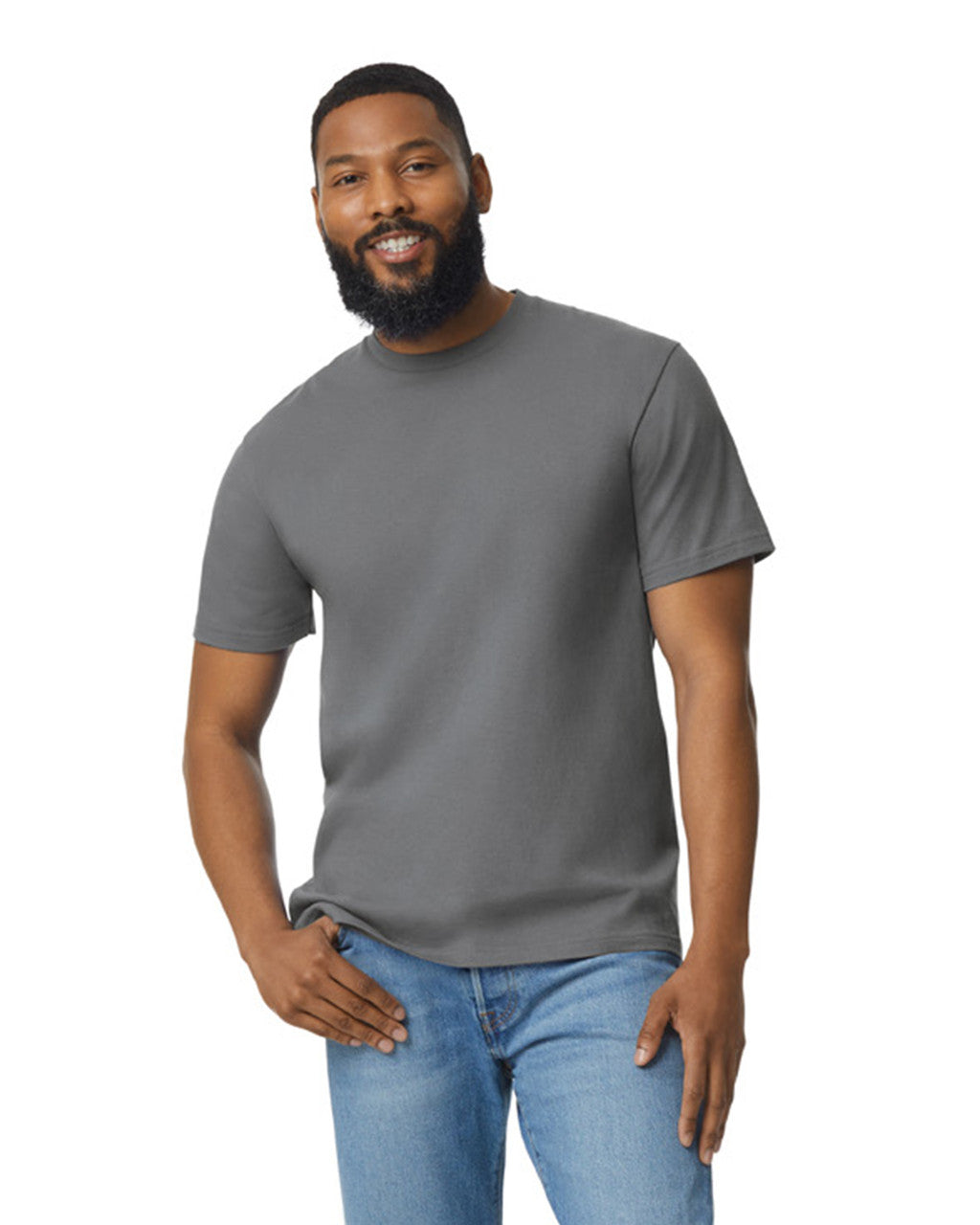Gildan 65000 Unisex Softstyle Midweight T-Shirt - Charcoal - model front