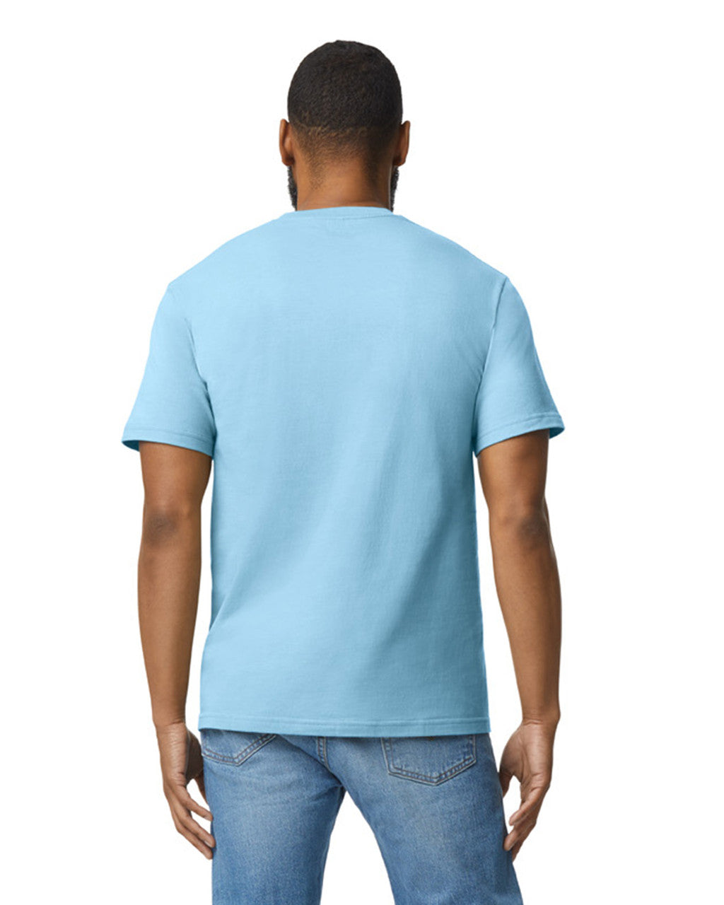 Gildan 65000 Unisex Softstyle Midweight T-Shirt - Light Blue - model back
