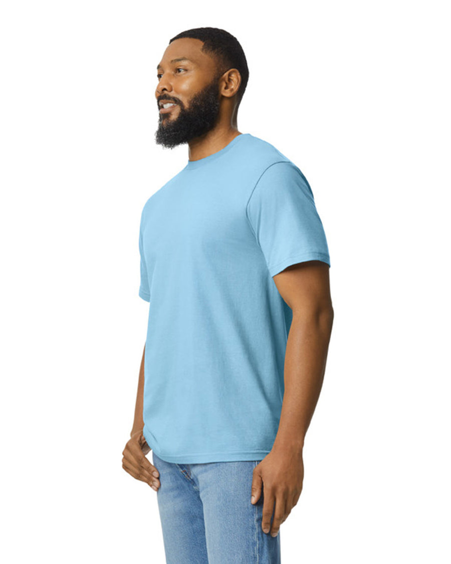 Gildan 65000 Unisex Softstyle Midweight T-Shirt - Light Blue - model side