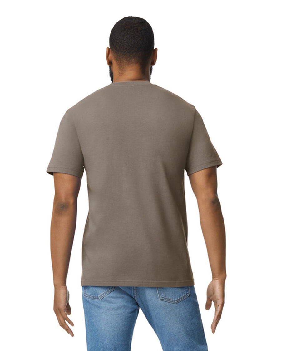 Gildan 65000 Unisex Softstyle Midweight T-Shirt - Brown Savana - model back